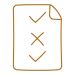 Icon depicting a piece of paper with two check marks and one x mark to illustrate a content audit.