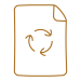 Icon depicting a piece of paper with a recycling symbol in the middle.